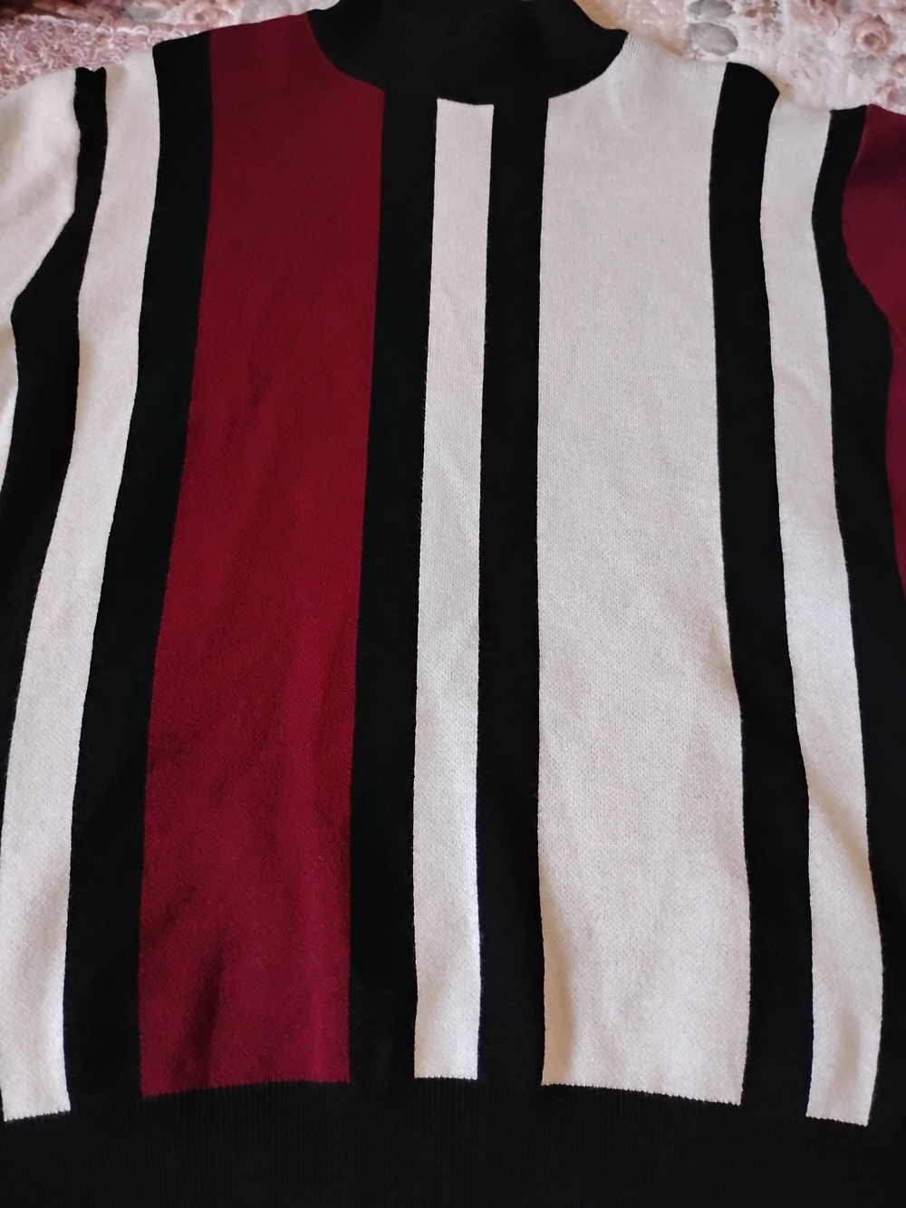 a new day Long Sleeve Striped Sweater - Red, Black, White